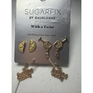 SugarFix by BaubleBar With a Twist Nothing but the Zest 3 Pairs of Earrings NEW